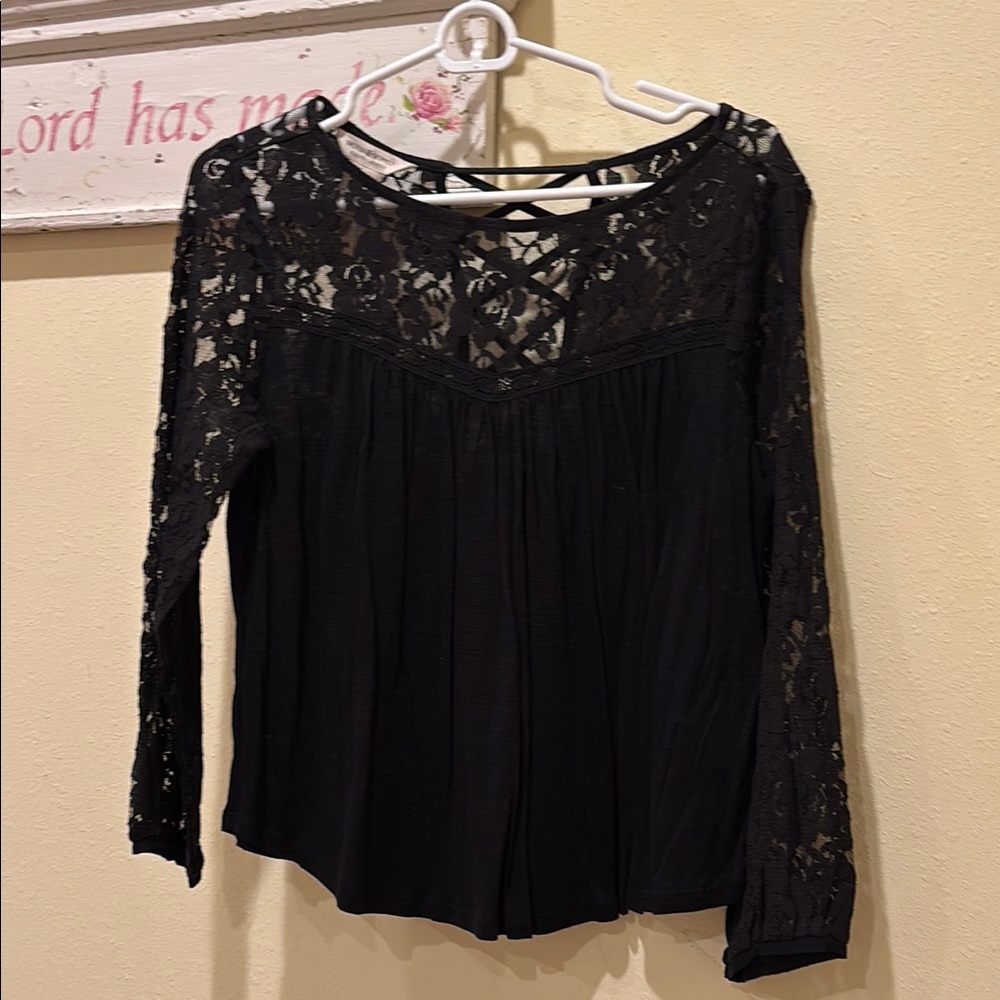 Elegant Black Lace Women's Top